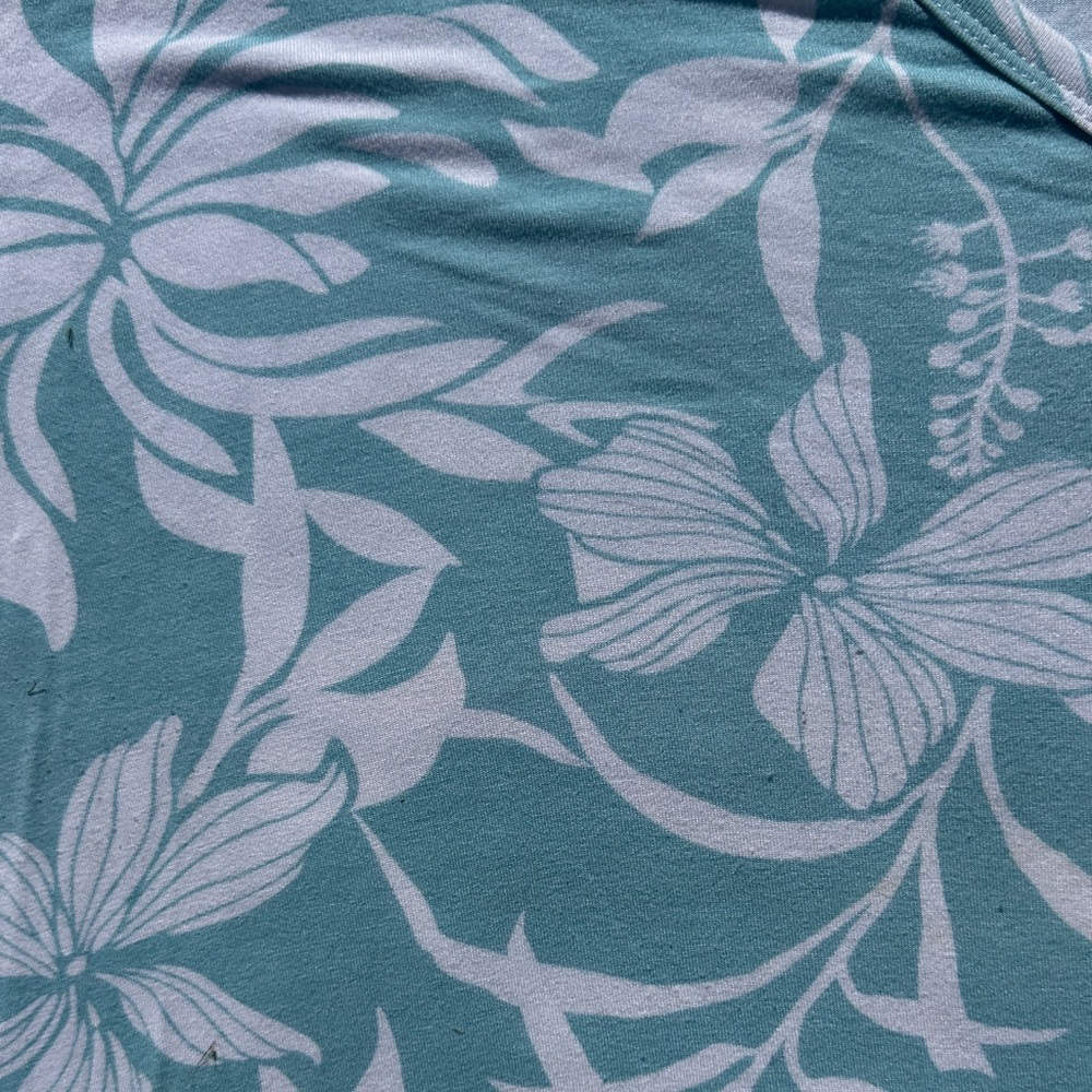 Floral Teal and White Tie-Front Top - Picture 3 of 5